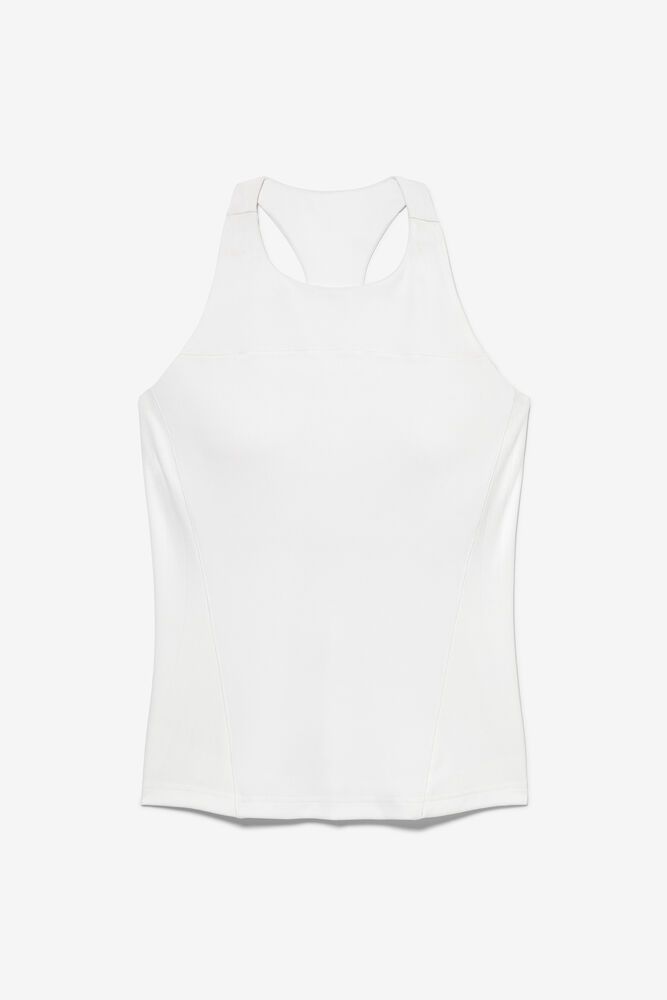 Fila Tank Top Womens White - White Line Racerback - Philippines 6539812-CR